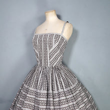 Load image into Gallery viewer, 50s HORROCKSES FASHIONS BLACK AND WHITE SUN DRESS AND BOLERO - S