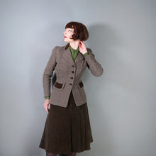 Load image into Gallery viewer, 40s CC41 UTILITY BROWN CORDUROY AND PATTERNED WOOL FITTED SKIRT SUIT - S