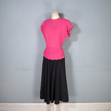 Load image into Gallery viewer, 40s PINK AND BLACK RAYON RHINESTONED COCKTAIL DRESS - XS
