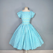 Load image into Gallery viewer, 50S HORROCKSES FASHIONS BLUE AND YELLOW FLORAL FULL SKIRTED DRESS - S