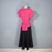 Load image into Gallery viewer, 40s PINK AND BLACK RAYON RHINESTONED COCKTAIL DRESS - XS