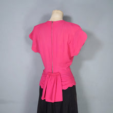 Load image into Gallery viewer, 40s PINK AND BLACK RAYON RHINESTONED COCKTAIL DRESS - XS