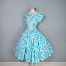 Load image into Gallery viewer, 50S HORROCKSES FASHIONS BLUE AND YELLOW FLORAL FULL SKIRTED DRESS - S