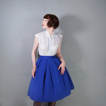 Load image into Gallery viewer, 50s 60s ST MICHEALS SHEER PASTEL BLUE BLOUSE WITH LACE COLLAR - M