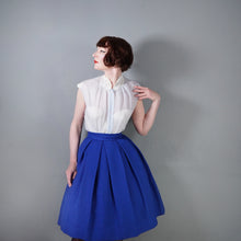 Load image into Gallery viewer, 50s 60s ST MICHEALS SHEER PASTEL BLUE BLOUSE WITH LACE COLLAR - M