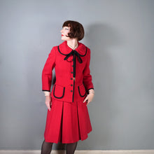 Load image into Gallery viewer, 60s HARELLA BOLD RED AND BLACK SKIRT AND JACKET SUIT SET - M