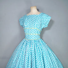 Load image into Gallery viewer, 50S HORROCKSES FASHIONS BLUE AND YELLOW FLORAL FULL SKIRTED DRESS - S