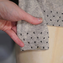 Load image into Gallery viewer, 60s GREY MARLED WOOL FITTED CARDIGAN WITH BLACK BEAD EMBELLISHMENT - S
