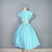 Load image into Gallery viewer, 50S HORROCKSES FASHIONS BLUE AND YELLOW FLORAL FULL SKIRTED DRESS - S