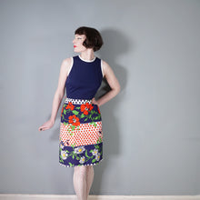 Load image into Gallery viewer, 60s BLUE AND BRIGHT FLORAL DAY DRESS WITH CUT OUT BACK - S