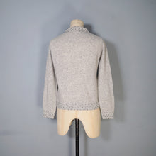 Load image into Gallery viewer, 60s GREY MARLED WOOL FITTED CARDIGAN WITH BLACK BEAD EMBELLISHMENT - S