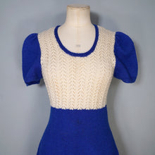 Load image into Gallery viewer, 60s BLUE AND WHITE HAND KNITTED ICE SKATER DRESS - XS-S