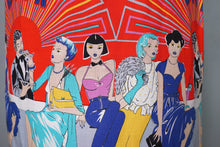 Load image into Gallery viewer, 70s 80s RED NOVELTY BAR SCENE BORDER PRINT SKIRT WITH LADIES WITH COCKTAILS - 25.5"