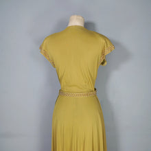 Load image into Gallery viewer, 40s SLINKY LIGHT GREEN RAYON JERSEY MAXI DRESS WITH GOLD STUDS - XS-S