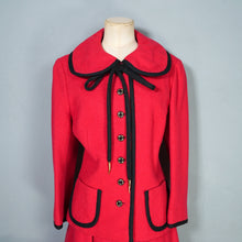 Load image into Gallery viewer, 60s HARELLA BOLD RED AND BLACK SKIRT AND JACKET SUIT SET - M