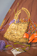 Load image into Gallery viewer, 50s JOHN WOLF NOVELTY BORDER PRINT KNITTING BASKET FULL COTTON SKIRT - 27&quot;