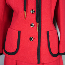 Load image into Gallery viewer, 60s HARELLA BOLD RED AND BLACK SKIRT AND JACKET SUIT SET - M