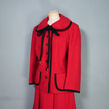 Load image into Gallery viewer, 60s HARELLA BOLD RED AND BLACK SKIRT AND JACKET SUIT SET - M