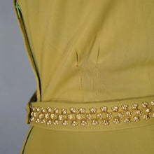 Load image into Gallery viewer, 40s SLINKY LIGHT GREEN RAYON JERSEY MAXI DRESS WITH GOLD STUDS - XS-S