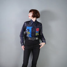 Load image into Gallery viewer, 70s BLACK VICTORIAN CAFE SCENE NOVELTY NYLON SHIRT - M