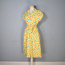 Load image into Gallery viewer, 40s BRIGHT YELLOW NOVELTY BUTTON PRINT SHIRT WAIST DAY DRESS - S