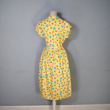 Load image into Gallery viewer, 40s BRIGHT YELLOW NOVELTY BUTTON PRINT SHIRT WAIST DAY DRESS - S