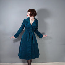 Load image into Gallery viewer, 70s HANDMADE TEAL GREEN JUMBO COAT FITTED PRINCESS COAT - XS