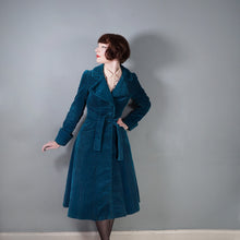 Load image into Gallery viewer, 70s HANDMADE TEAL GREEN JUMBO COAT FITTED PRINCESS COAT - XS