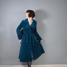 Load image into Gallery viewer, 70s HANDMADE TEAL GREEN JUMBO COAT FITTED PRINCESS COAT - XS