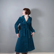 Load image into Gallery viewer, 70s HANDMADE TEAL GREEN JUMBO COAT FITTED PRINCESS COAT - XS