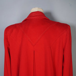50s TRYLON RED SHORT OPEN CUT SWING WOOL JACKET - M