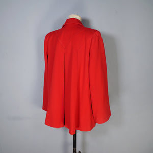 50s TRYLON RED SHORT OPEN CUT SWING WOOL JACKET - M