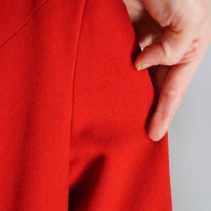 50s TRYLON RED SHORT OPEN CUT SWING WOOL JACKET - M
