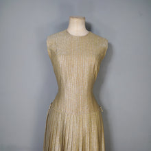 Load image into Gallery viewer, 60s BLANES SPARKLY GOLD METALLIC LUREX GOGO DRESS - S