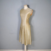 Load image into Gallery viewer, 60s BLANES SPARKLY GOLD METALLIC LUREX GOGO DRESS - S