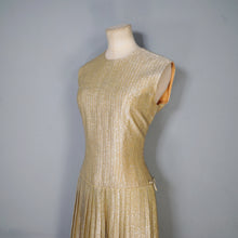 Load image into Gallery viewer, 60s BLANES SPARKLY GOLD METALLIC LUREX GOGO DRESS - S