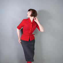 Load image into Gallery viewer, 40s RED WOOL FITTED WOOL SOUTACHE JACKET WITH BELT - S