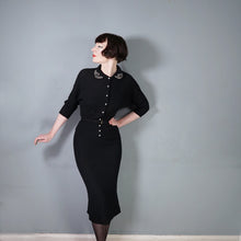 Load image into Gallery viewer, 50s BLACK &quot;NORTHWESTERN WOOLEN CO&quot; BEADED BOUCLE 3 PIECE KNIT SKIRT CARDIGAN SET - L