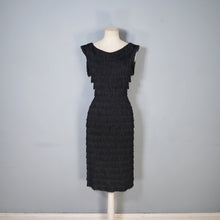 Load image into Gallery viewer, 60s RUSSELL STUART BLACK FRINGED TASSLE COCKTAIL WIGGLE DRESS - XS
