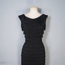 Load image into Gallery viewer, 60s RUSSELL STUART BLACK FRINGED TASSLE COCKTAIL WIGGLE DRESS - XS