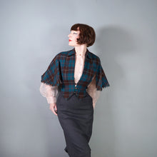 Load image into Gallery viewer, 40s SUZANNE DARK GREEN PLAID CAPE STYLE WAISTCOAT - S-M