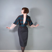 Load image into Gallery viewer, 40s SUZANNE DARK GREEN PLAID CAPE STYLE WAISTCOAT - S-M