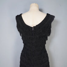 Load image into Gallery viewer, 60s RUSSELL STUART BLACK FRINGED TASSLE COCKTAIL WIGGLE DRESS - XS