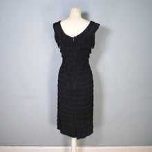 Load image into Gallery viewer, 60s RUSSELL STUART BLACK FRINGED TASSLE COCKTAIL WIGGLE DRESS - XS