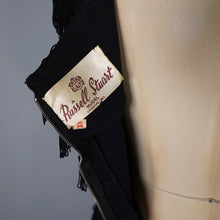 Load image into Gallery viewer, 60s RUSSELL STUART BLACK FRINGED TASSLE COCKTAIL WIGGLE DRESS - XS