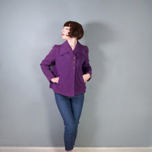 Load image into Gallery viewer, 60s does 40s HANDMADE PURPLE SWING JACKET WITH BIG COLLAR - S-M