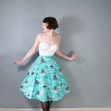 Load image into Gallery viewer, 50s HANDMADE MINT GREEN ASIAN FAN PRINT FULL SKIRT - 31-32"