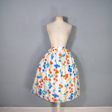 Load image into Gallery viewer, HANDMADE 60s BRIGHT COLOURED CHERRY NOVELTY PRINT COTTON SKIRT  27-28"-