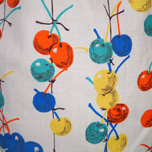 Load image into Gallery viewer, HANDMADE 60s BRIGHT COLOURED CHERRY NOVELTY PRINT COTTON SKIRT  27-28"-