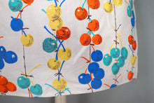 Load image into Gallery viewer, HANDMADE 60s BRIGHT COLOURED CHERRY NOVELTY PRINT COTTON SKIRT  27-28"-